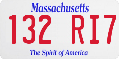 MA license plate 132RI7
