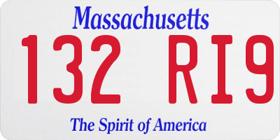 MA license plate 132RI9