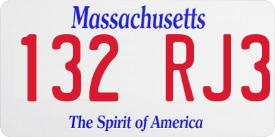 MA license plate 132RJ3