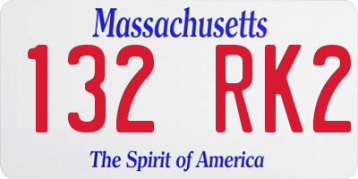 MA license plate 132RK2