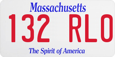 MA license plate 132RL0