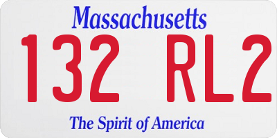 MA license plate 132RL2