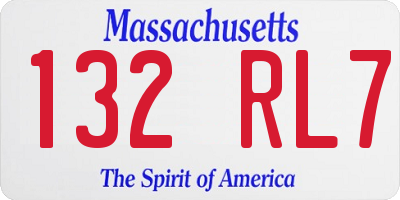 MA license plate 132RL7