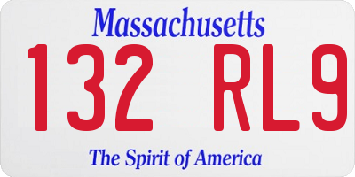 MA license plate 132RL9