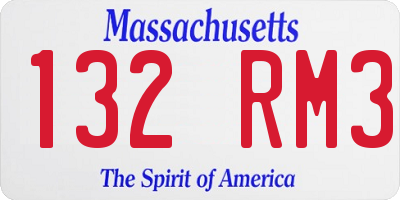 MA license plate 132RM3