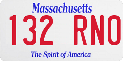 MA license plate 132RN0