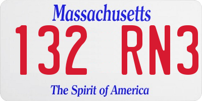 MA license plate 132RN3