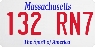 MA license plate 132RN7