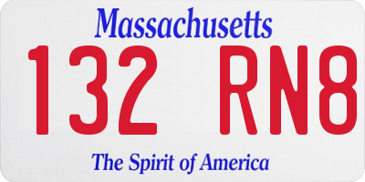 MA license plate 132RN8