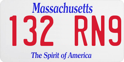 MA license plate 132RN9