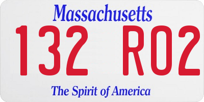 MA license plate 132RO2