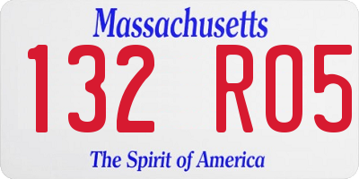 MA license plate 132RO5