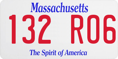 MA license plate 132RO6