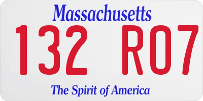 MA license plate 132RO7