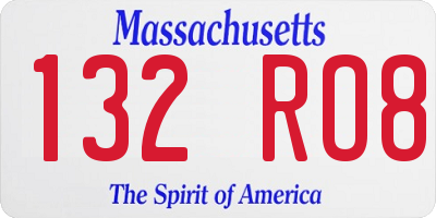 MA license plate 132RO8