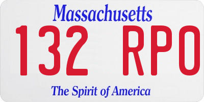 MA license plate 132RP0