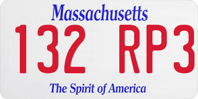 MA license plate 132RP3