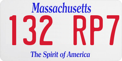 MA license plate 132RP7