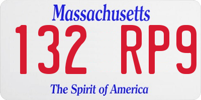 MA license plate 132RP9