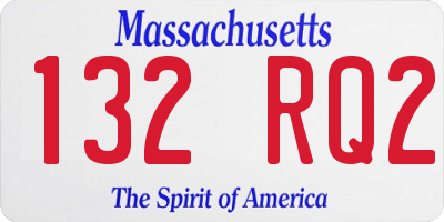 MA license plate 132RQ2