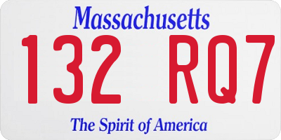MA license plate 132RQ7