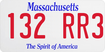MA license plate 132RR3