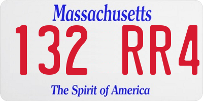 MA license plate 132RR4