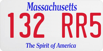 MA license plate 132RR5