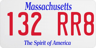 MA license plate 132RR8