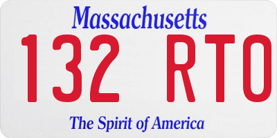 MA license plate 132RT0