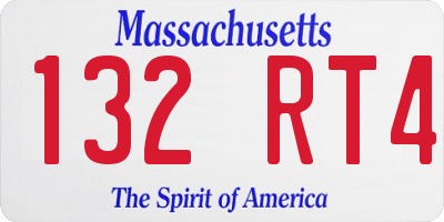MA license plate 132RT4
