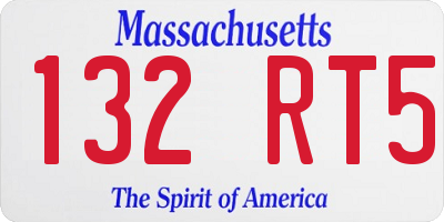 MA license plate 132RT5