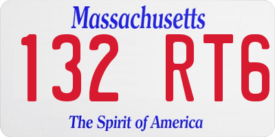 MA license plate 132RT6