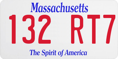 MA license plate 132RT7