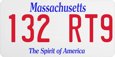 MA license plate 132RT9
