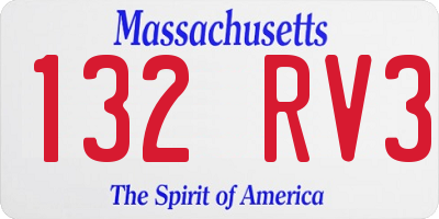 MA license plate 132RV3