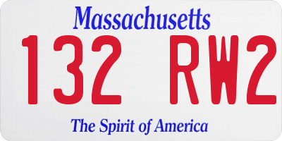 MA license plate 132RW2