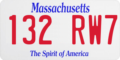 MA license plate 132RW7