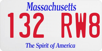 MA license plate 132RW8