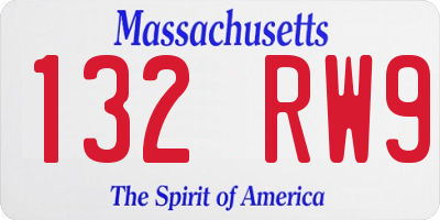 MA license plate 132RW9