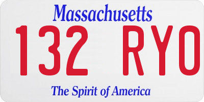 MA license plate 132RY0