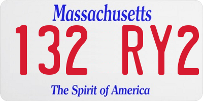 MA license plate 132RY2