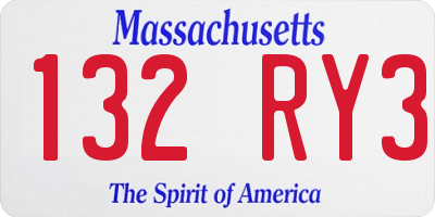 MA license plate 132RY3
