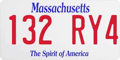MA license plate 132RY4