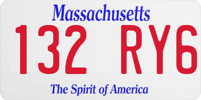 MA license plate 132RY6