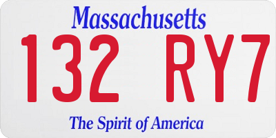MA license plate 132RY7
