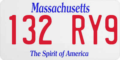 MA license plate 132RY9