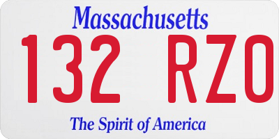 MA license plate 132RZ0