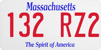 MA license plate 132RZ2