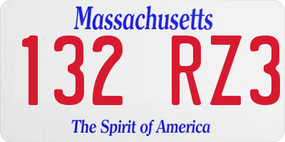 MA license plate 132RZ3